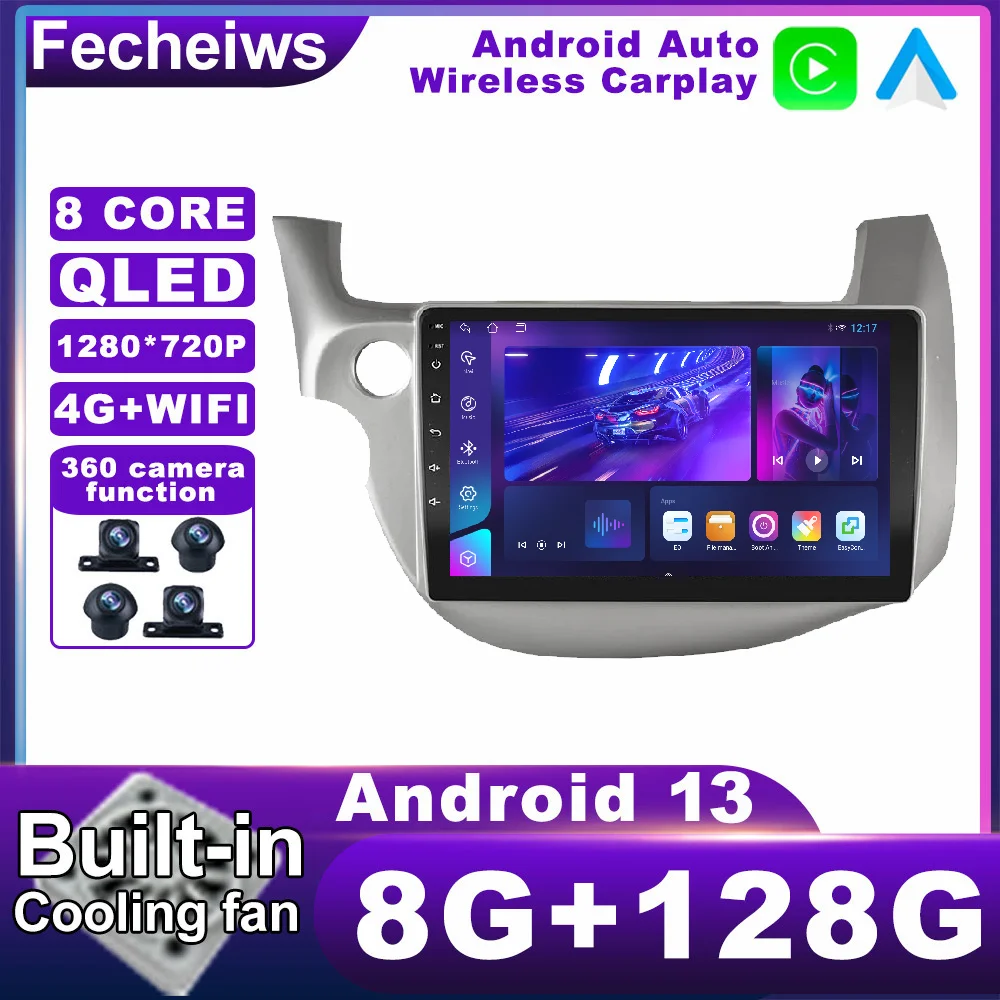 10,1-Дюймовый Android 13 Для HONDA FIT JAZZ 2008-2013 Автомобильный Радиоприемник DSP QLED AHD Мультимедийная Навигация GPS Беспроводной Carplay Auto BT