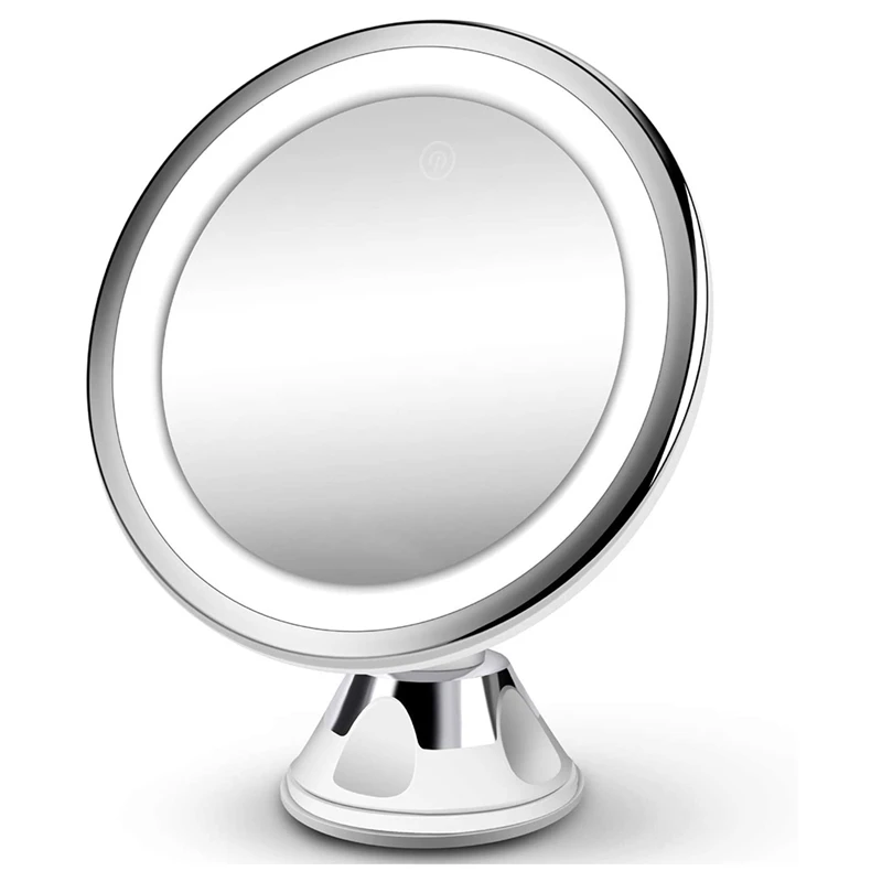 10-кратное Увеличительное косметическое зеркало с подсветкой - Обновленное косметическое зеркало с 3 цветами и 28 светодиодными лампами, HD-управление нажатием
