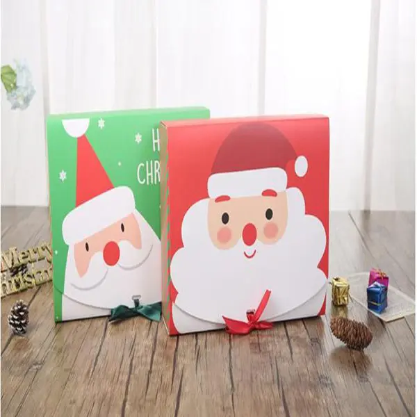 100 шт. Уникальная Большая подарочная коробка в канун Рождества, Дизайнерская открытка Санта и Фея, Крафт-подарочная коробка для подарков, Красная Зеленая