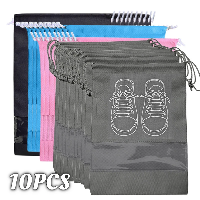 10шт Сумок-органайзеров для хранения обуви, нетканых дорожных переносных сумок для шкафа, водонепроницаемых карманных подвесных сумок для одежды