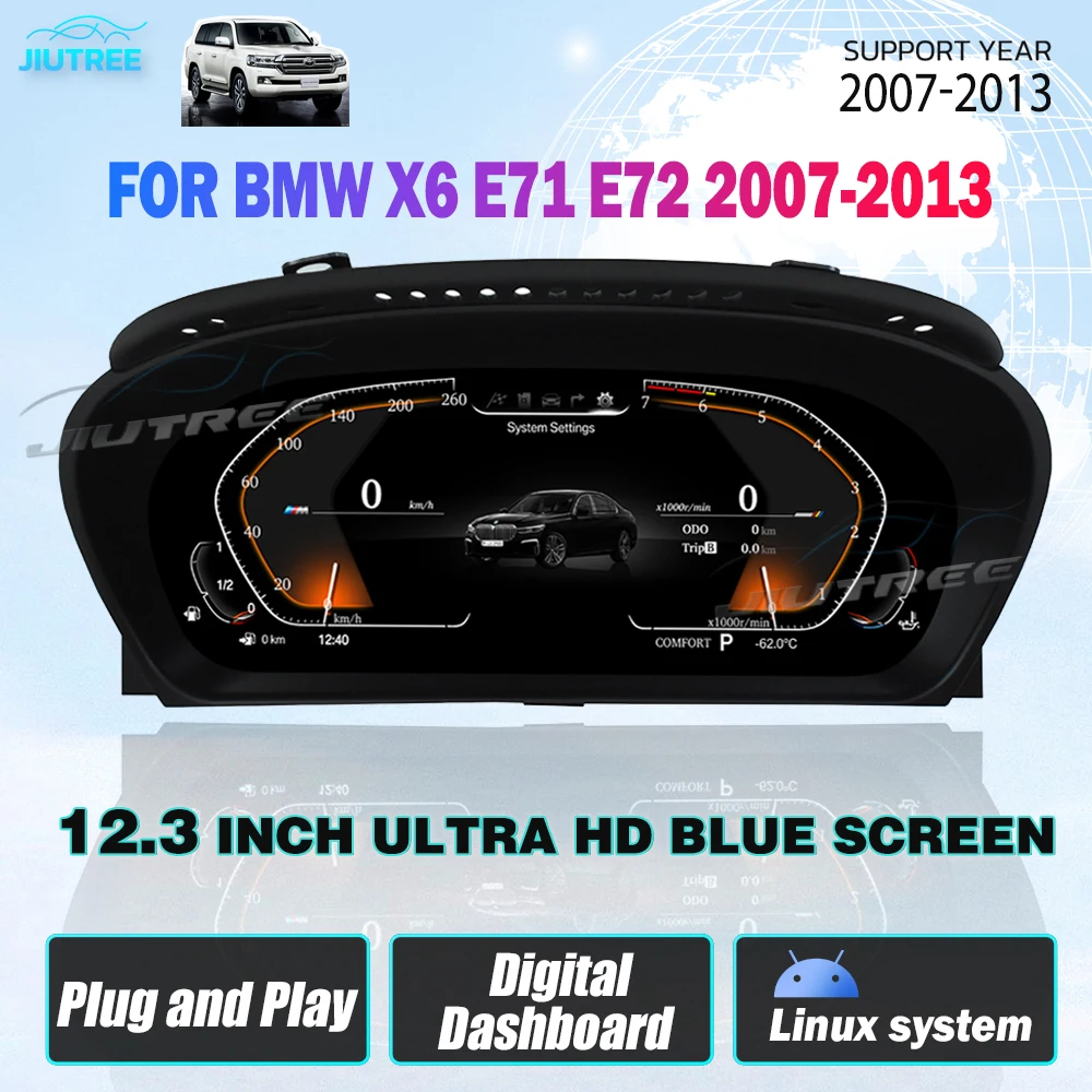 12,3-Дюймовый ЖК-Измерительный Прибор Цифровой Кластер Для BMW X6 E71 E72 2007-2013 Приборная Панель Автомобиля Спидометр Панель Linux Система