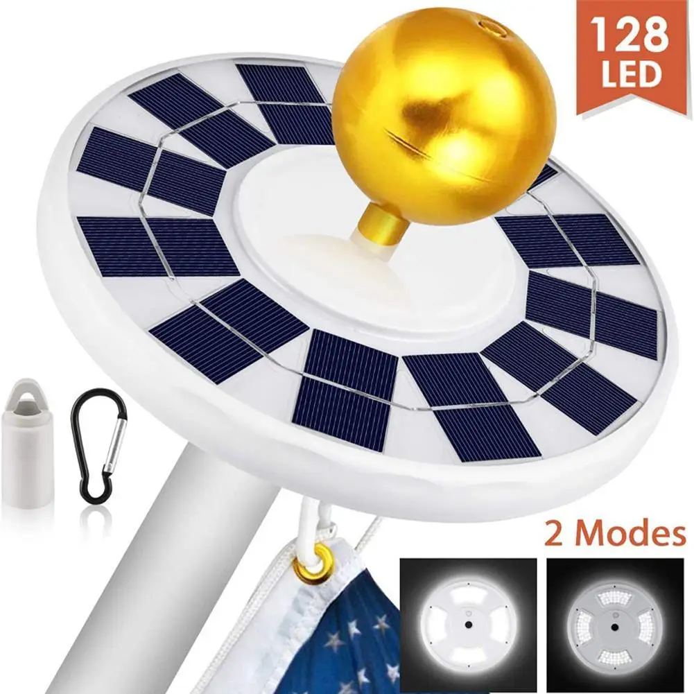 128-светодиодная лампа для флагштока на солнечной энергии, Яркое ночное Освещение для кемпинга на открытом воздухе, Водонепроницаемый светодиодный светильник