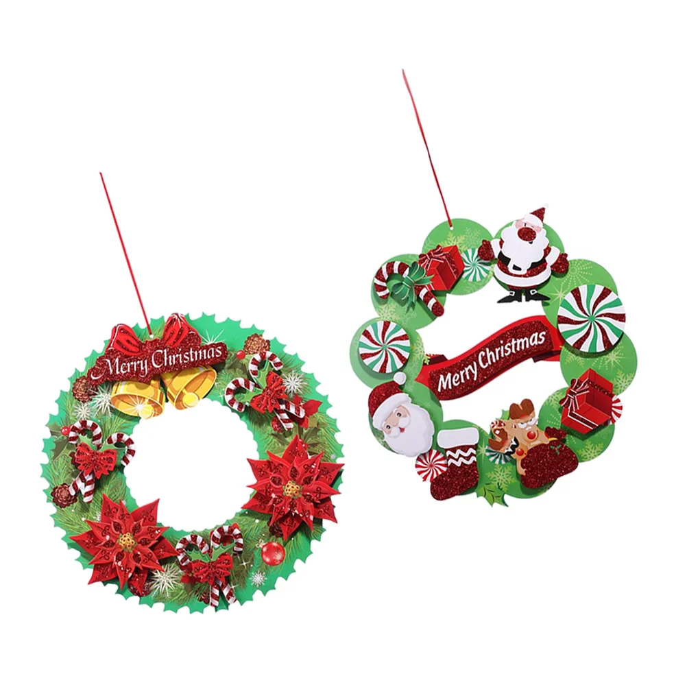 2 ШТ Настенный Бумажный венок, Рождественское украшение двери, передние украшения, круглая гирлянда