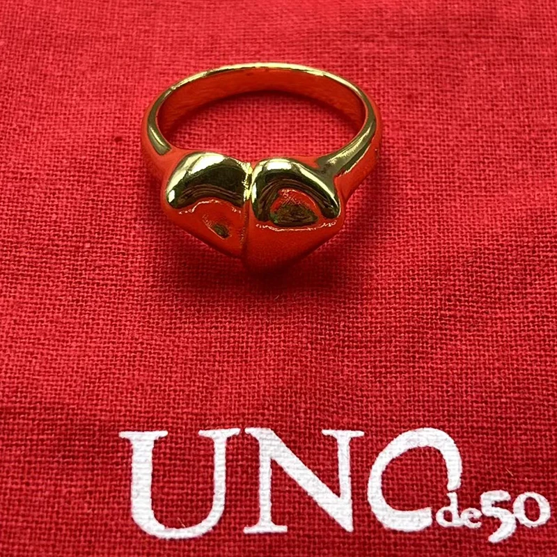 2023 UNOde50 Европейское и Американское высококачественное Изысканное женское кольцо неправильной формы в форме сердца, Подарочная упаковка Романтических праздничных украшений