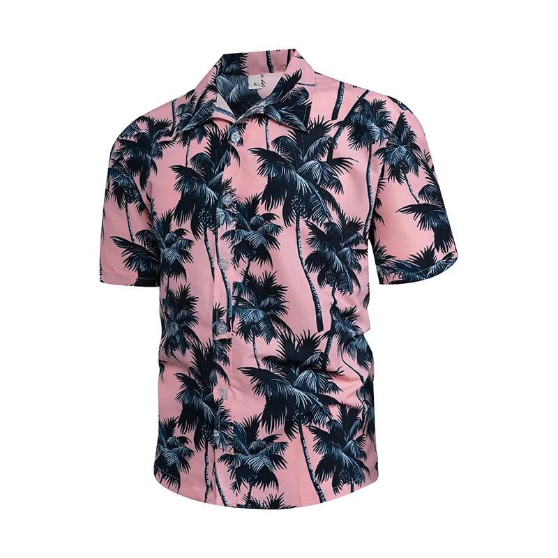 2023 Гавайская рубашка Мужская модная рубашка с цветочным геометрическим принтом, однобортная пляжная мужская праздничная одежда