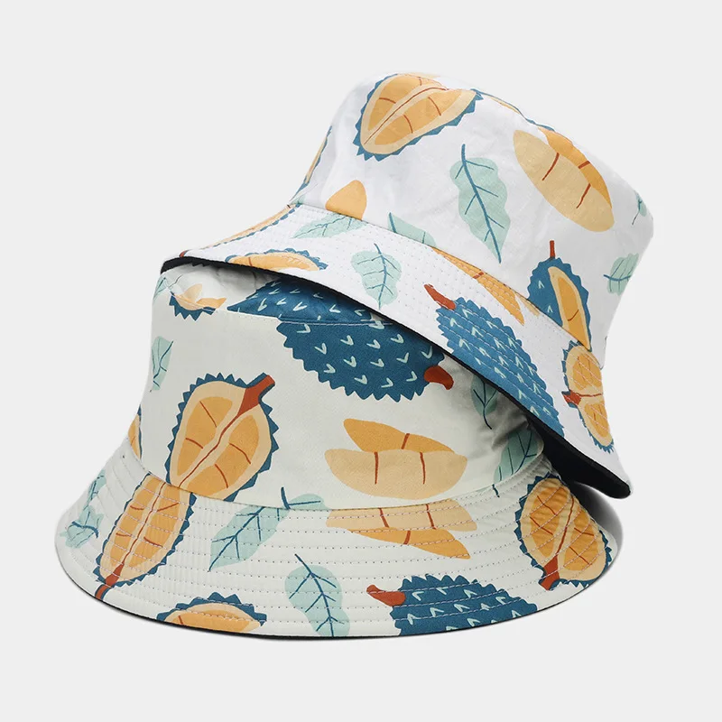 2023 Новая панама с тропическим фруктовым принтом, женские летние уличные двухсторонние шляпы-бобы, Мужская кепка для отдыха Gorras