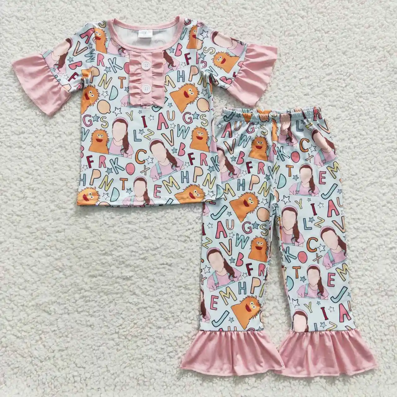 2023 Новые модные комплекты розовой одежды RTS для малышей, детская одежда с буквенным принтом, детская одежда для девочек