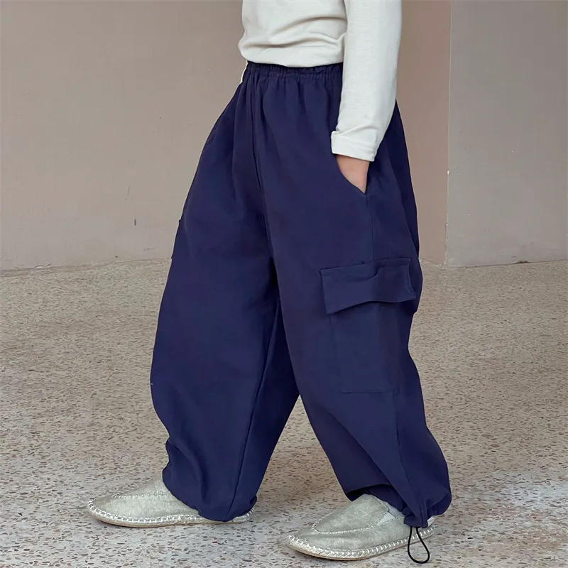2023 Новые стильные брюки для девочек и мальчиков Модные осенние Детские Длинные брюки 2-9 лет