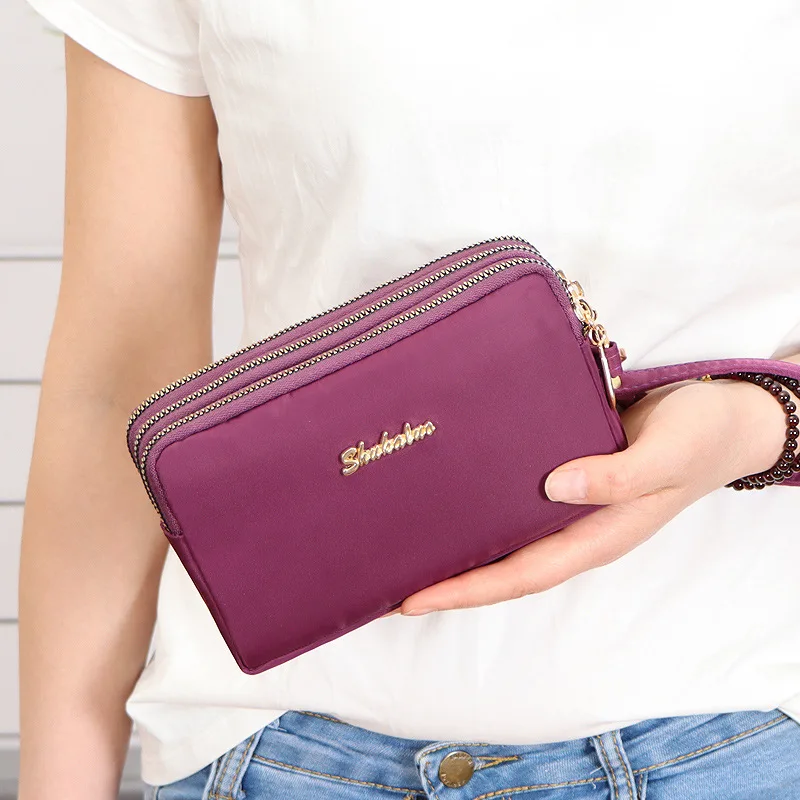 2023 Новый женский мобильный кошелек, длинная сумочка, винтажная модная тканевая сумочка, нулевой кошелек, Маленький браслет на трехслойной молнии