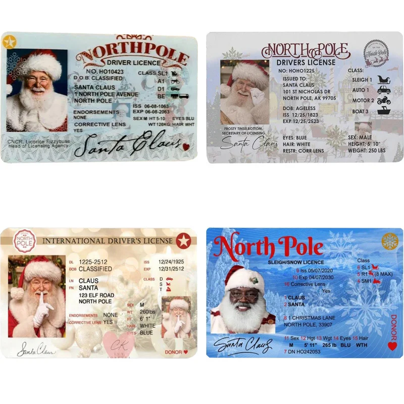 2023 Рождественская открытка Санта Клаус Водительские права в канун Рождества Рождественский Подарок для детей Рождественское украшение