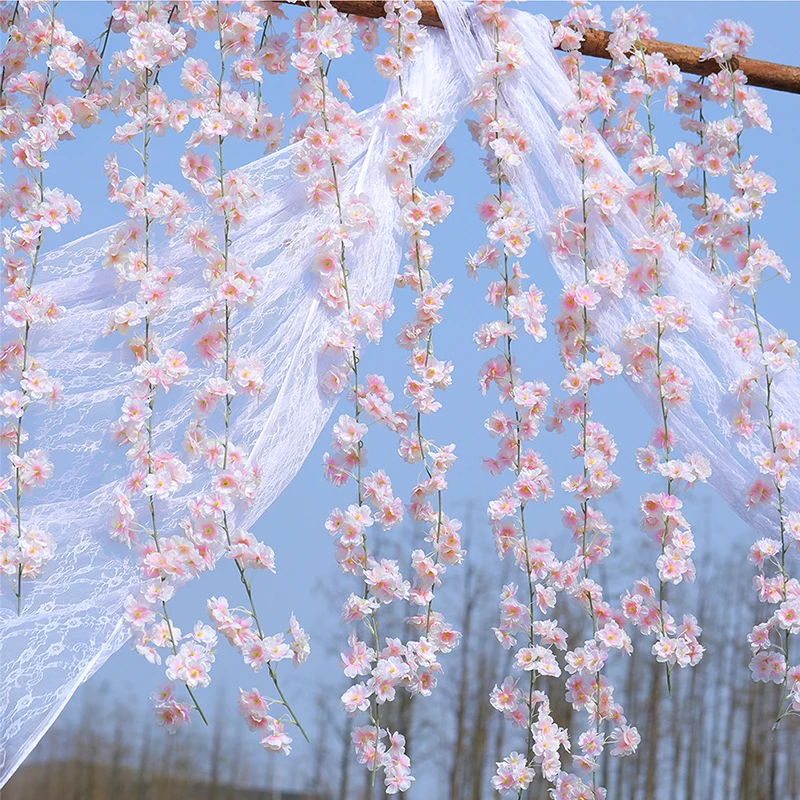 2ШТ 144 1,8 М Искусственная Вишневая гирлянда, Искусственный Шелковый цветок, Подвесная лоза Сакура для вечеринки, Свадебной Арки, домашнего декора