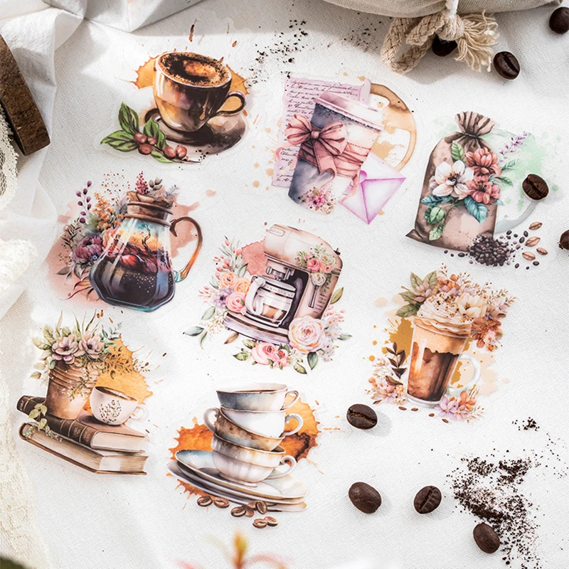 30 Шт винтажных наклеек для кофейных напитков с цветами для домашних ЖИВОТНЫХ, материалы для ведения журнала 