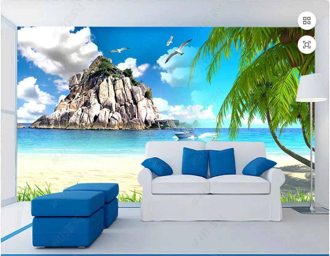 3d фотообои на заказ, фреска, пляж, остров, средиземноморский пейзаж, фон для домашнего декора, обои для стен, 3d гостиная