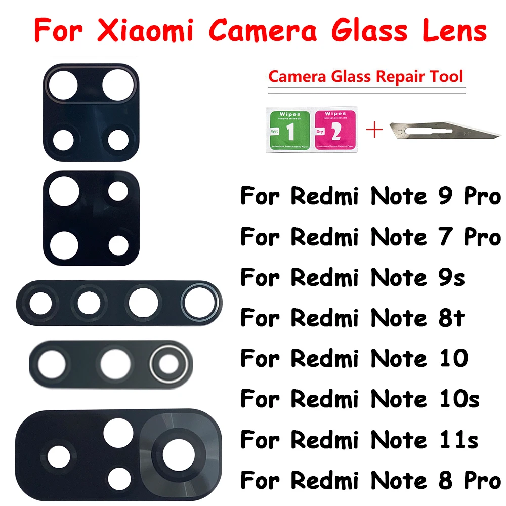50шт Стеклянный Объектив Задней Камеры Заднего Вида С Дополнительными Инструментами Для Ремонта Redmi Note 11 11S 11T 11E 10T 10 10S 9 9S 8T 8 Pro