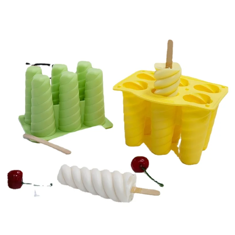6 силиконовых форм для мороженого в спиральной оболочке для домашнего детского мороженого, фруктового мороженого, инструменты для измельчения пищевых продуктов