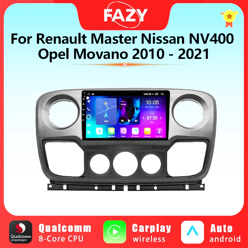 Android CarPlay для Renault Master Nissan NV400 Opel Movano 2010-2021 Автомагнитола GPS Navi Автомобильный Мультимедийный плеер Стерео Qualcomm