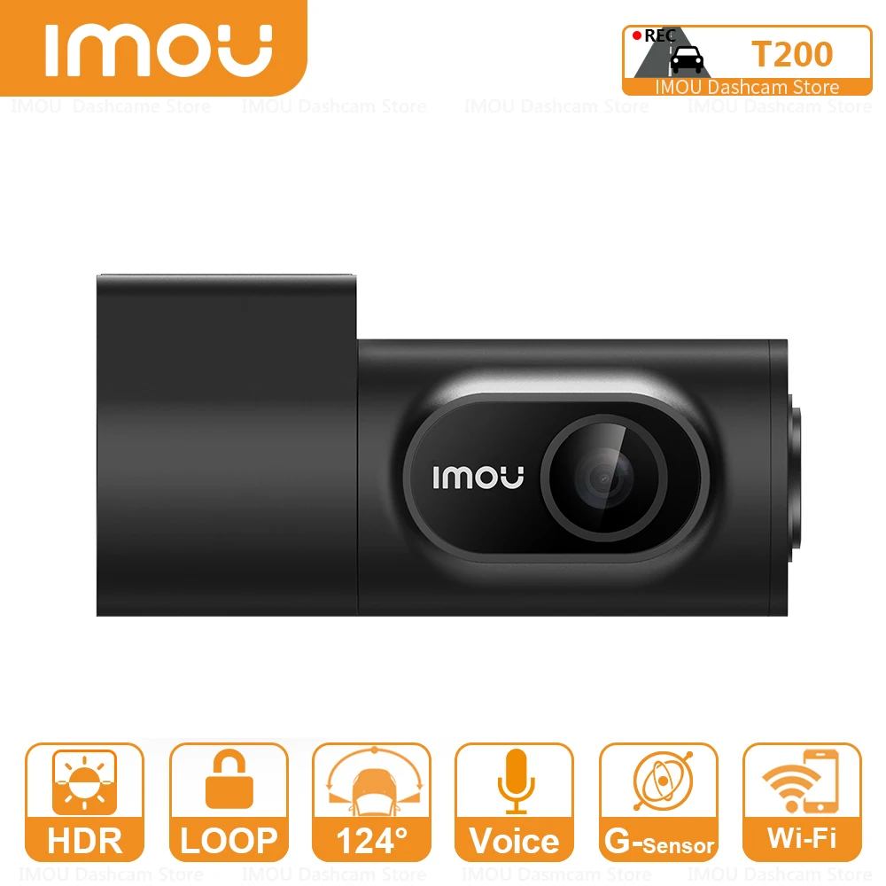 IMOU Mini Body Dash Camera T200 APP Interconnection Циклическая Запись 124FOV Поддержка Голосового Управления 128 ГБ TFcard Многоязычная Система