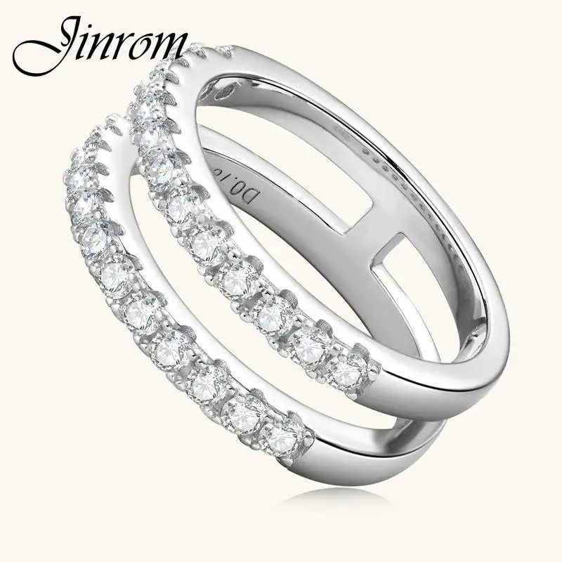 Jinrom D Color Vvs1 3Ex Кольцо с бриллиантом из муассанита 2 мм, женское кольцо с предложением руки и сердца из серебра 925 пробы, пара в ряд,