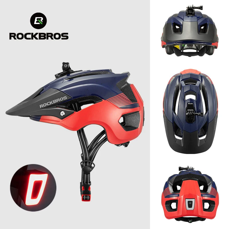 Rockbros 2023 Шлем для переднего освещения, шлем для заднего освещения, Велосипедный шлем с держателем Gopro, защитный шлем MTB для бездорожья 2023, шлем