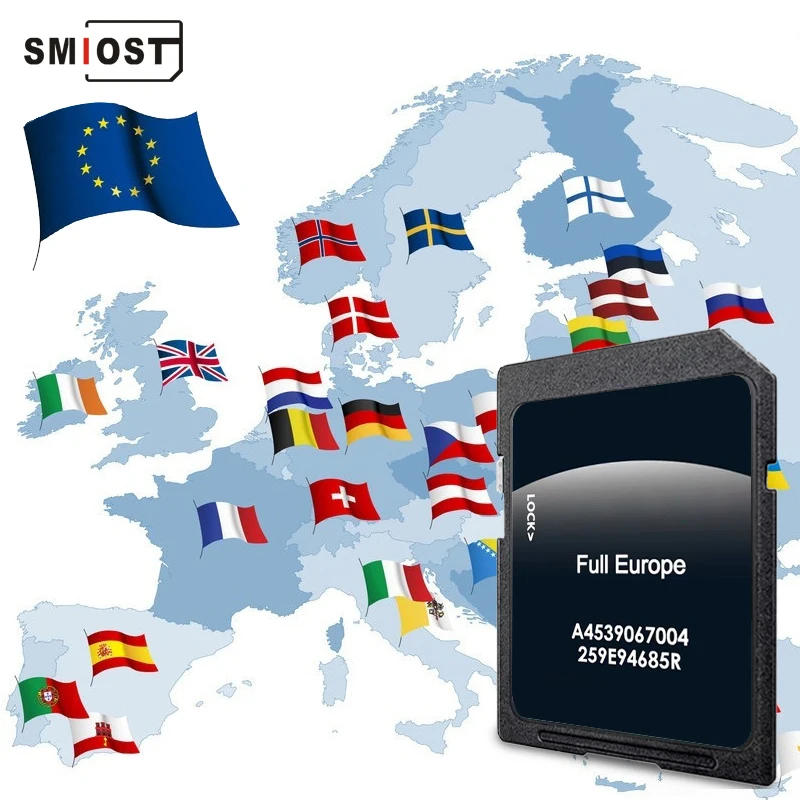 SMIOST Новая версия карт 2023 для Smart 453 mit Cool & Media Navigation Car Полное обновление карты Европы системы спутниковой навигации