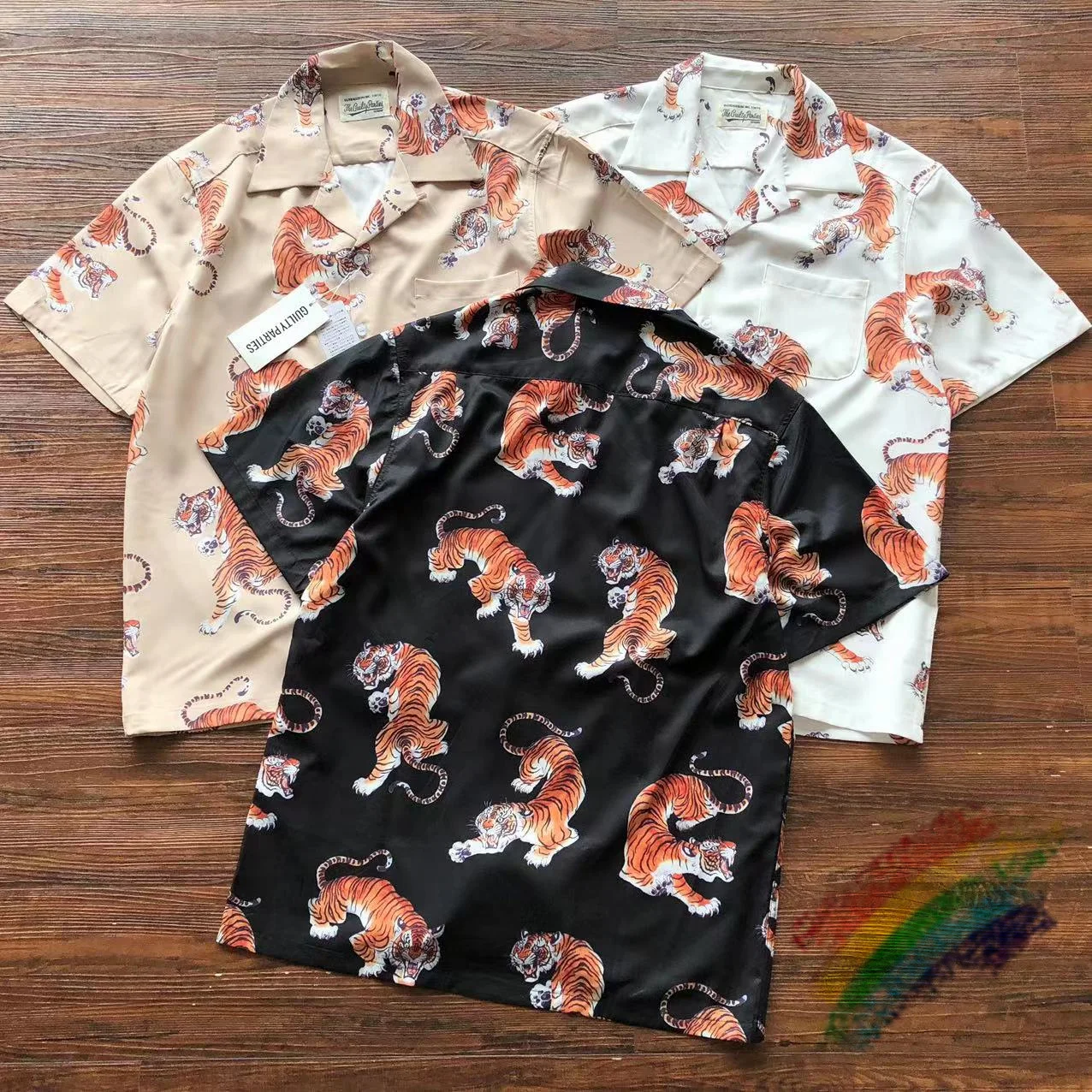 Wacko Maria Hawaii Пляжные рубашки с отворотом и карманом, Мужская и женская Высококачественная уличная одежда, рубашка с тигровым принтом, топ