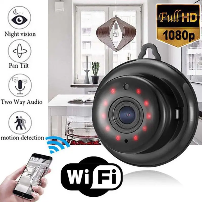 WIFI Камера 1080P Маленькая Охранная Видеокамера Mini Nanny Cam с Ночными Камерами для помещений для Автомобиля Домашнего Офиса