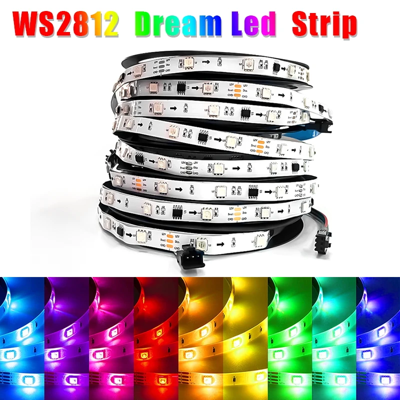 WS2812B RGB Светодиодные ленты С Индивидуальным Адресом Пикселей SMD5050 ТВ Лента Свет IP30/65/67 DC5V DC12V Комнатная Светодиодная лента