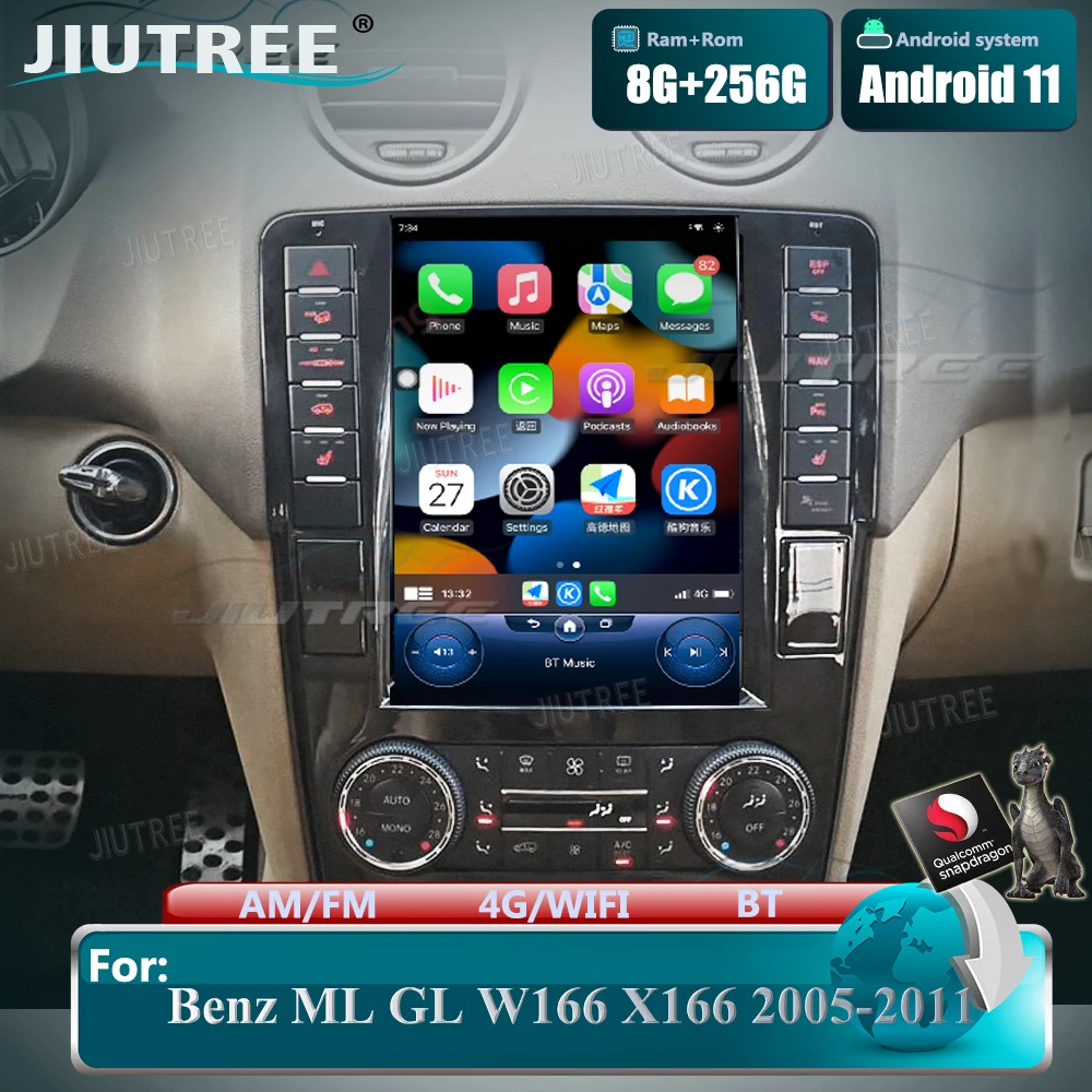 Автомобильное радио 10,4 Дюйма Для Mercedes Benz ML GL W166 X166 2005-2011 Автомобильный Мультимедийный Видеоплеер GPS Навигация Android11 Carplay