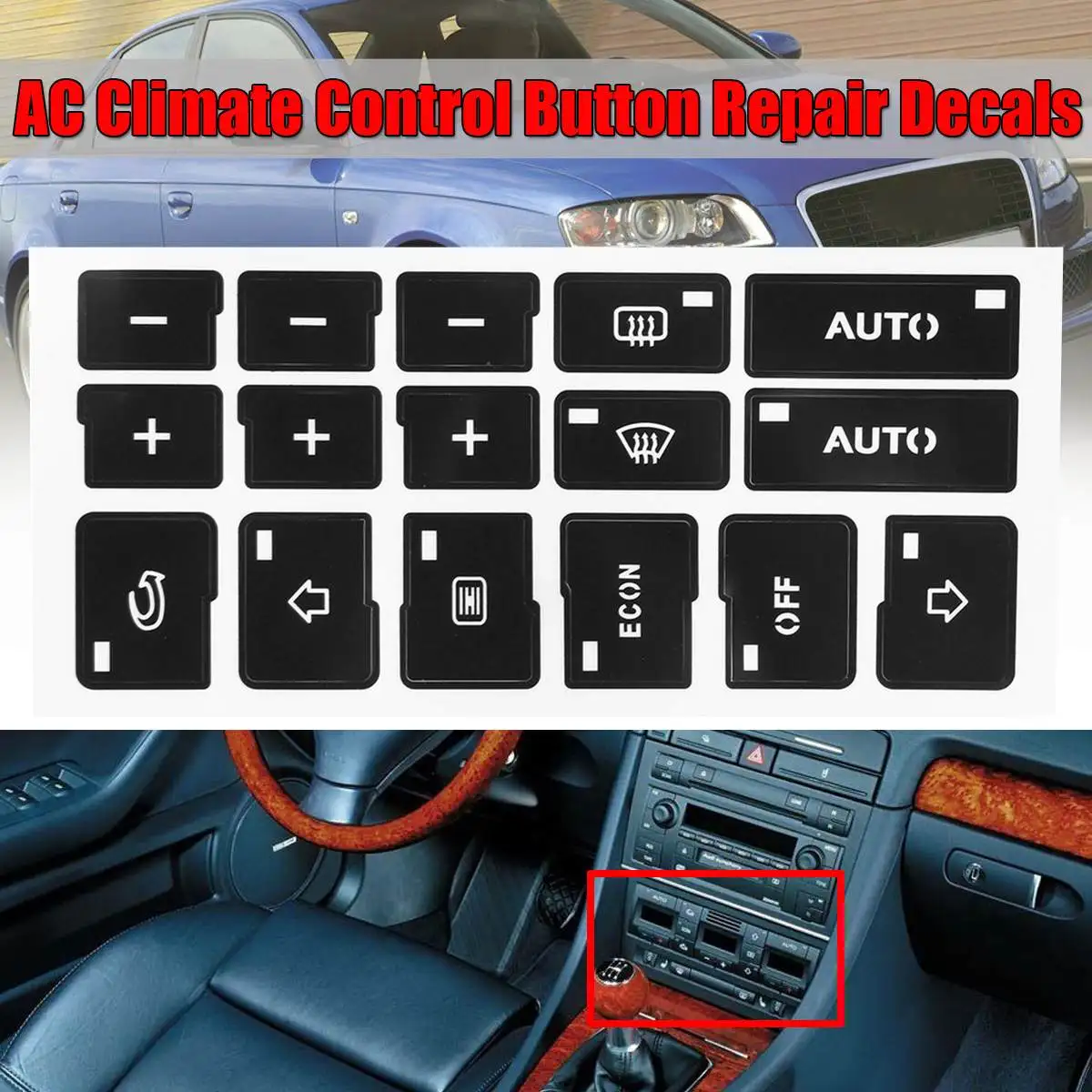 Автомобильный кондиционер, Кнопка климат-контроля, наклейки для ремонта, Отличительные знаки для Audi A4 B6 B7 2000 2001 2002 2003 2004