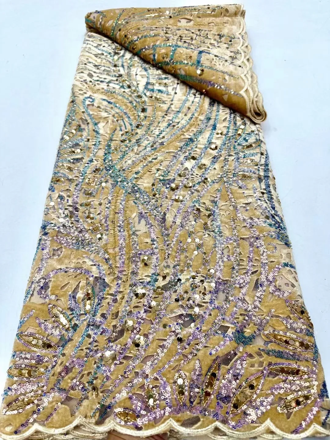Африканская кружевная ткань с блестками 2023, высококачественная вышивка бисером, Нигерийский Французский тюль, кружевной материал для свадебного платья