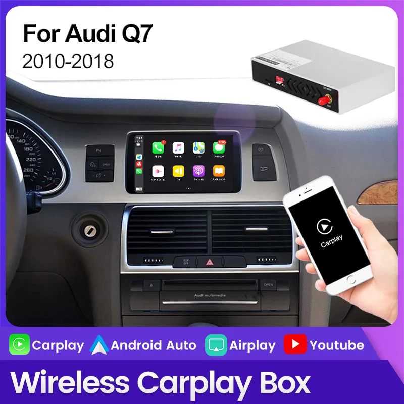 Беспроводной Apple Carplay Android Auto Interface Box Для Audi Q7 2010-2018 Модуль Управления Siri Spotify GPS Обновление OEM Экрана