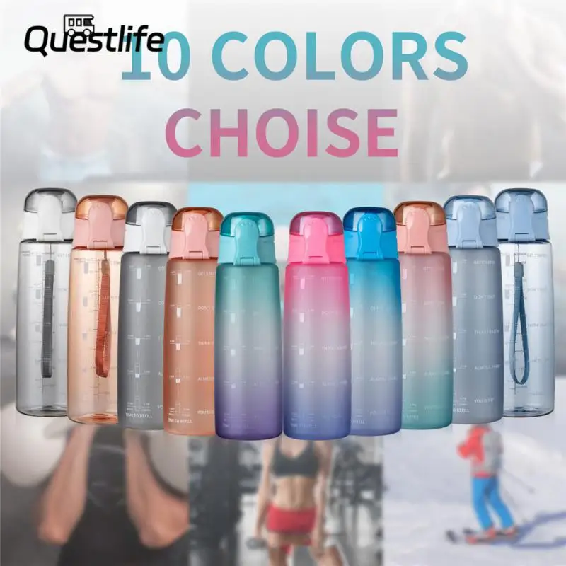 Бутылки для питья градиентного цвета, новые кувшины для фитнеса объемом 901-1000 мл, Защита окружающей среды, спортивный инвентарь на открытом воздухе, герметичная дорожная чашка