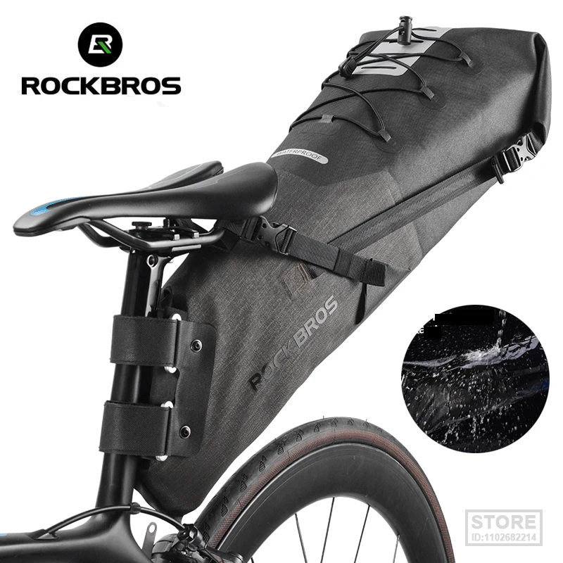 Велосипедная сумка ROCKBROS, водонепроницаемая Светоотражающая 10-литровая седельная сумка Большой емкости, Велосипедная Складная Задняя сумка MTB, Дорожная сумка для велосипеда