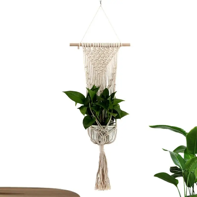 Вешалка для растений 42,91-дюймовая Корзина для комнатных растений, настенный цветочный горшок в богемном стиле, Сетчатая сумка для украшений