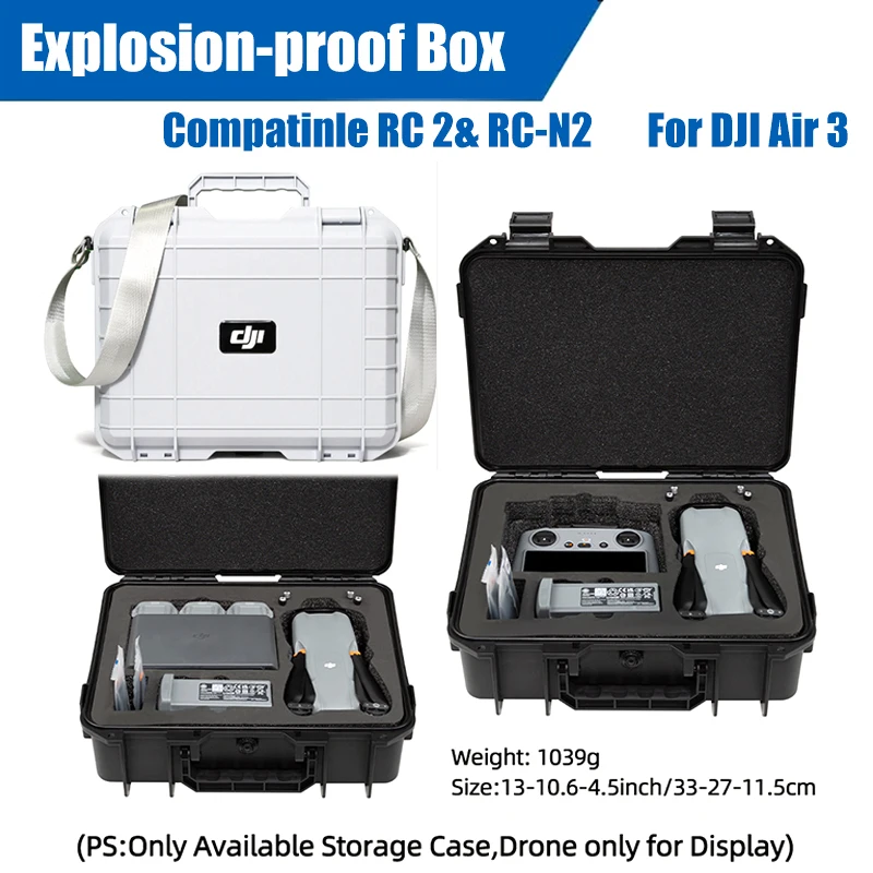 Взрывозащищенная коробка для DJI AIR 3 Коробка для хранения, жесткий корпус, водонепроницаемый чемодан, защитный чехол для переноски аксессуаров для дронов