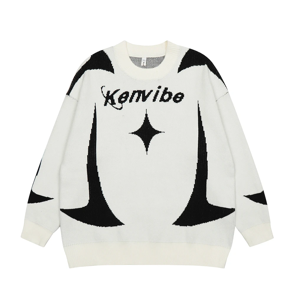 Вязаный свитер с круглым вырезом контрастного цвета в японском ретро, мужские и женские пуловеры, уличные свободные осенние свитера Оверсайз