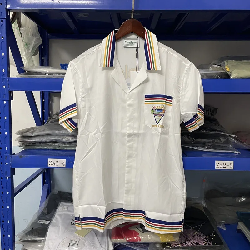 Гавайские рубашки Casablanca большого размера Мужские Женские Пляжные шорты Белые рубашки с коротким рукавом Костюмы
