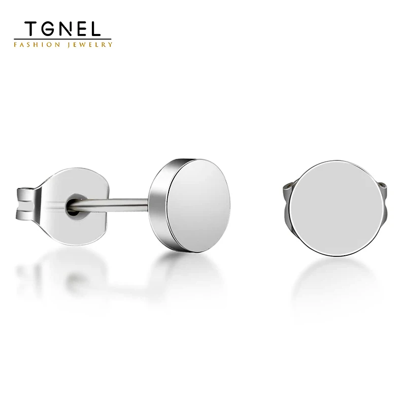 Геометрические серьги-гвоздики TGNEL из чистого титана без никеля, отполированные до блеска, простые плоские серьги, гипоаллергенные для чувствительных ушей