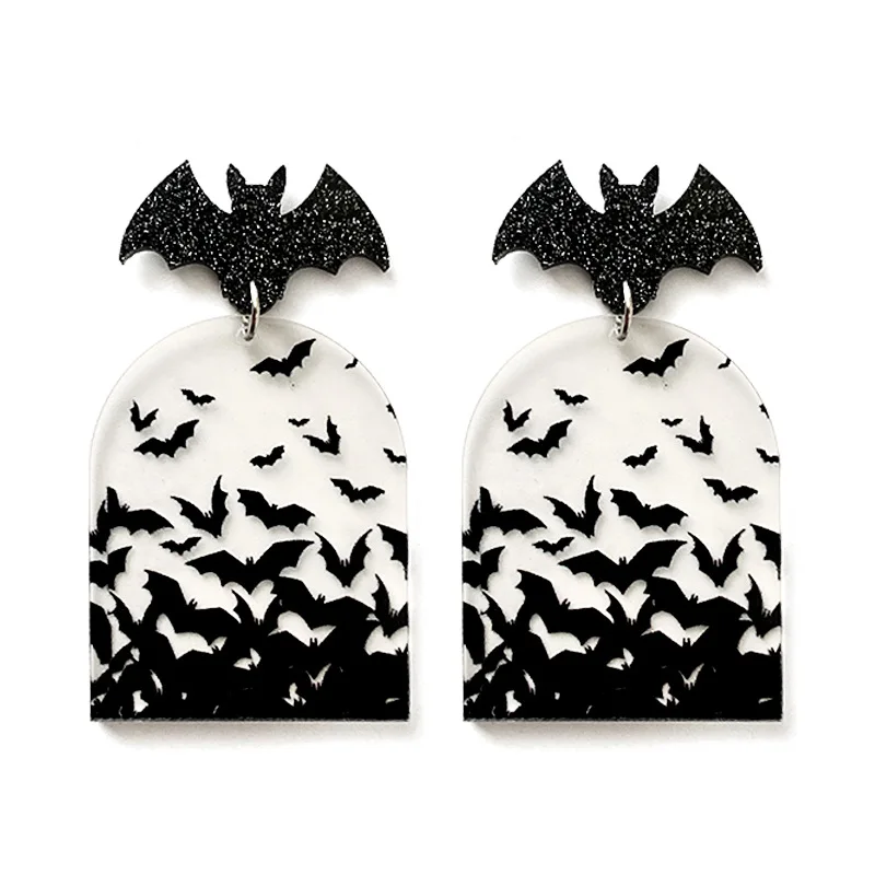 Готические черные висячие серьги с летучей мышью на Хэллоуин из акрила для женщин, ювелирный подарок для нее