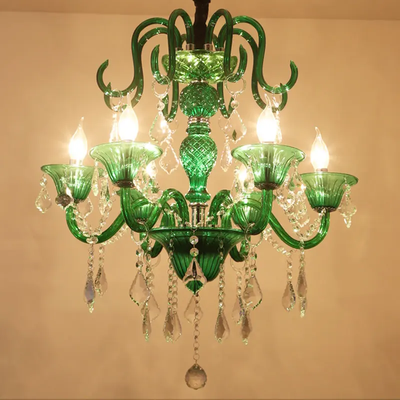 Декор Зеленая люстра светодиодные светильники для домашнего бара светодиодная стеклянная люстра стеклянные канделябры лампа для освещения кафе свадебное освещение