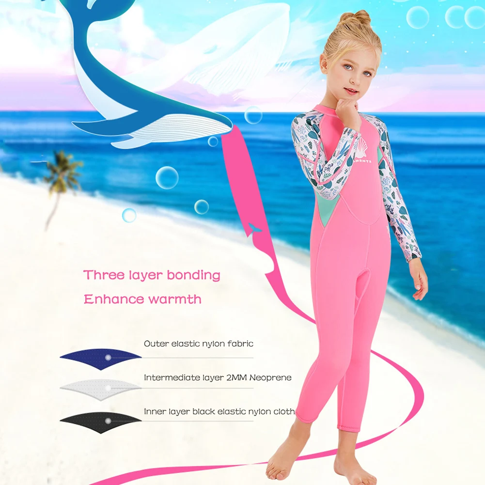 Детский водолазный костюм для девочек и мальчиков, купальник из неопрена 2,5 мм, сохраняющий тепло, одежда с медузами для серфинга, защита от ультрафиолета, молния сзади для водных видов спорта
