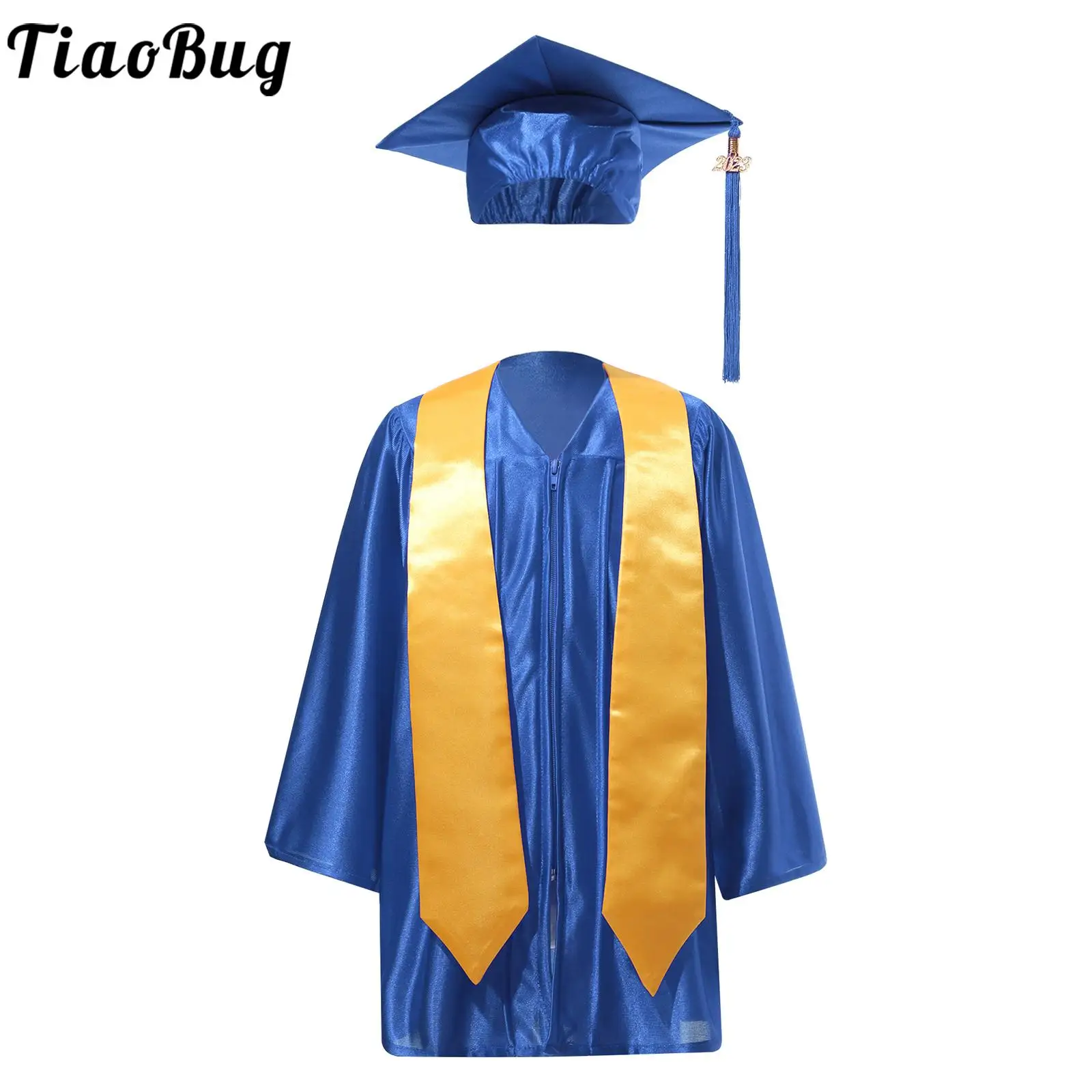 Детское платье для выпускного в детском саду, школьная форма для студентов, косплей-костюм бакалавра с шалью, комплект шапочек с кисточками
