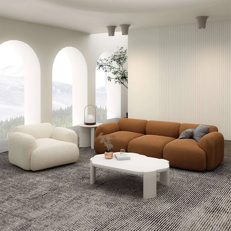 Диван из скандинавской ткани, небольшая квартира, простая современная семья, светлая роскошная гостиная, минималистский креативный диван с тремя двуспальными кроватями