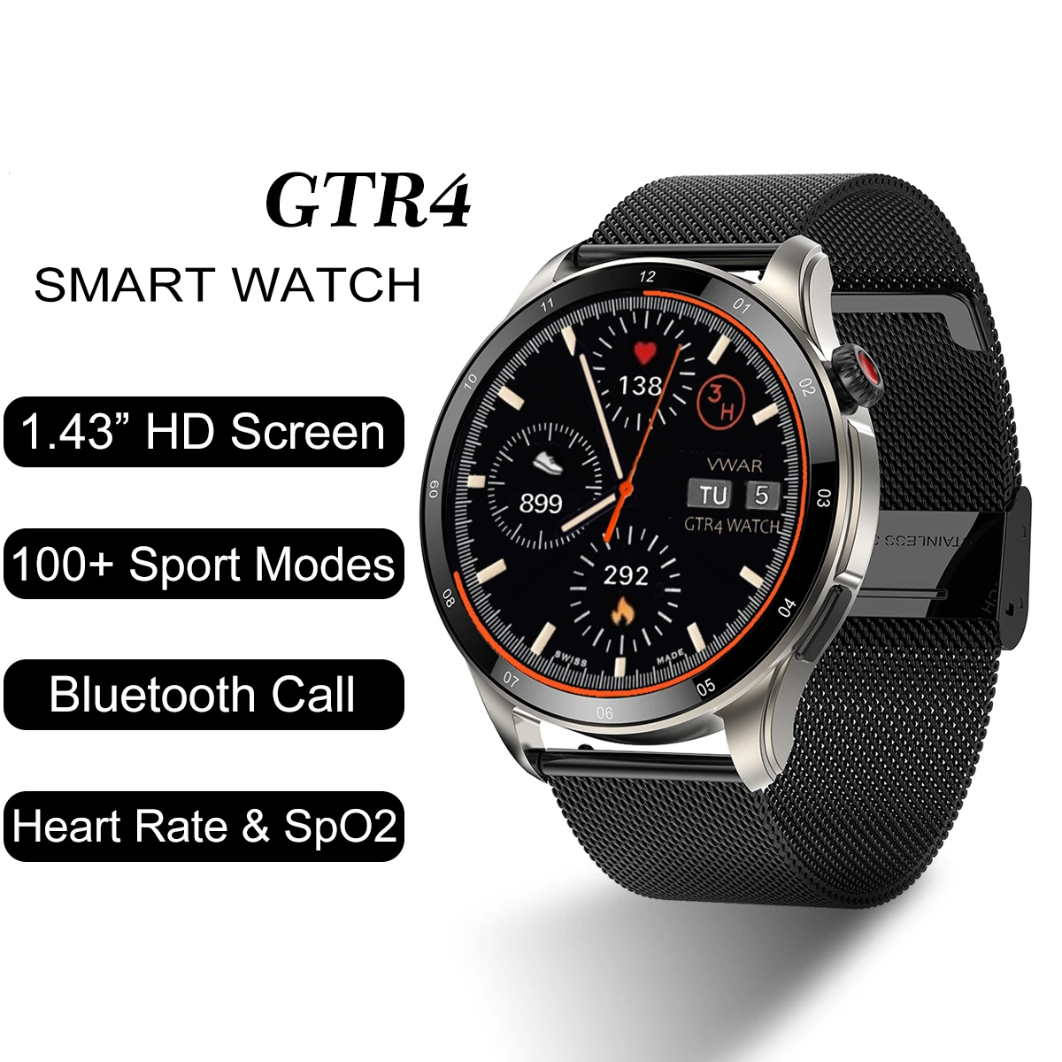 Для Amazfit GTR4 Смарт-часы Мужские Bluetooth Вызов Частота Сердечных Сокращений Кровяное Давление GTR 4 Умные Часы 100 + Спортивных Режимов Часы PK Watch 4