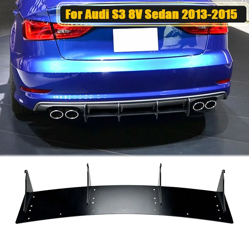Для Audi S3 8V Седан Pre-LCi 2013 2014 2015 Диффузор заднего бампера, боковые разветвители, спойлер, защита для губ, обвес, автомобильные аксессуары