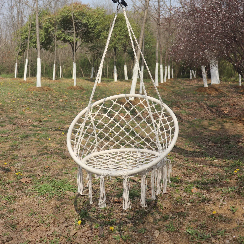 Домашняя Одиночная Полая Люлька, Подвесная корзина, подвесной стул, плетеные из хлопчатобумажной веревки Качели, Подвесной стул, Садовый стул на открытом воздухе