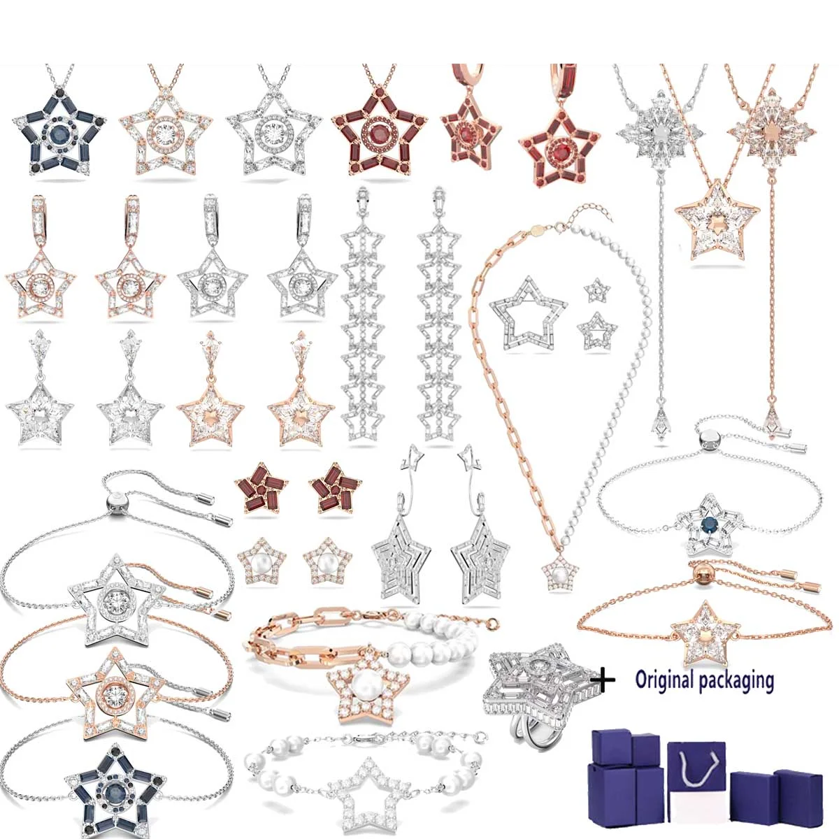 Женский изысканный ювелирный набор Серьги и браслеты с ярким треугольным хрустальным ожерельем Рождество