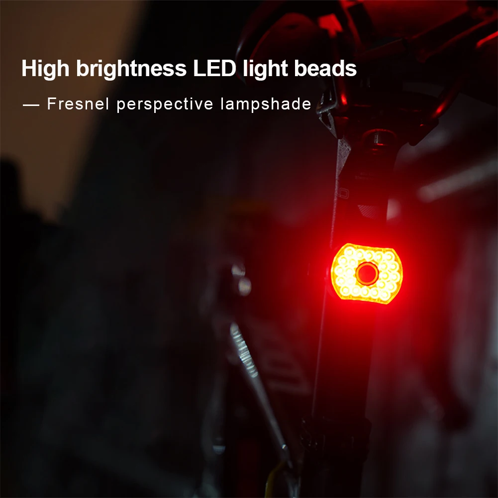 Задний фонарь велосипедного тормоза, умный датчик, светодиодный предупреждающий задний фонарь для горного велосипеда, 6 режимов, крепление на подседельный штырь/седло высокой яркости.