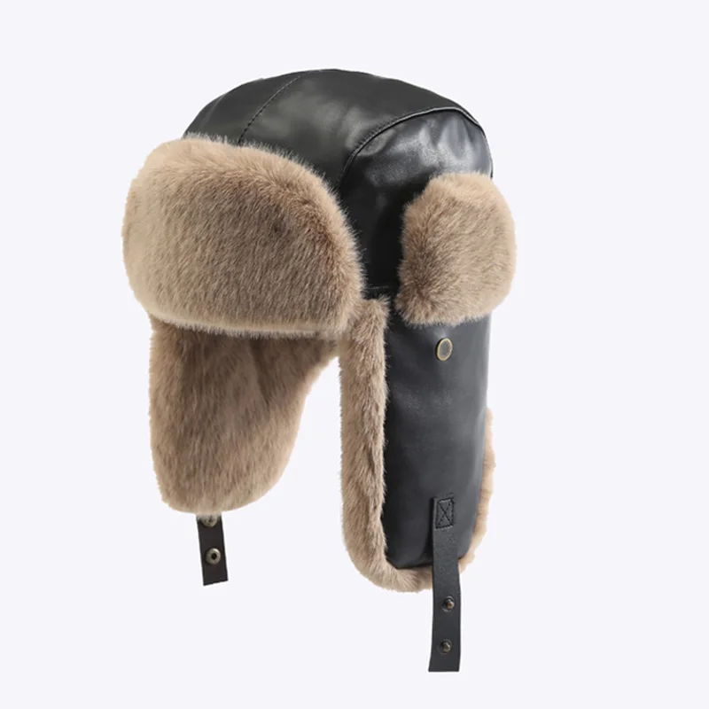 Зимняя теплая шапка 2023 для мужчин, русская ветрозащитная шапка-бомбер с защитой ушей, меховые шапки для женщин, меховая шапка, лыжная маска, кожаная шапка