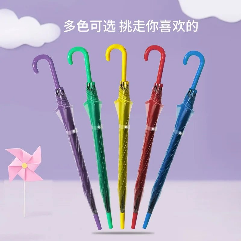 Зонт для детей из детского сада с длинной ручкой, Прозрачный автоматический зонт